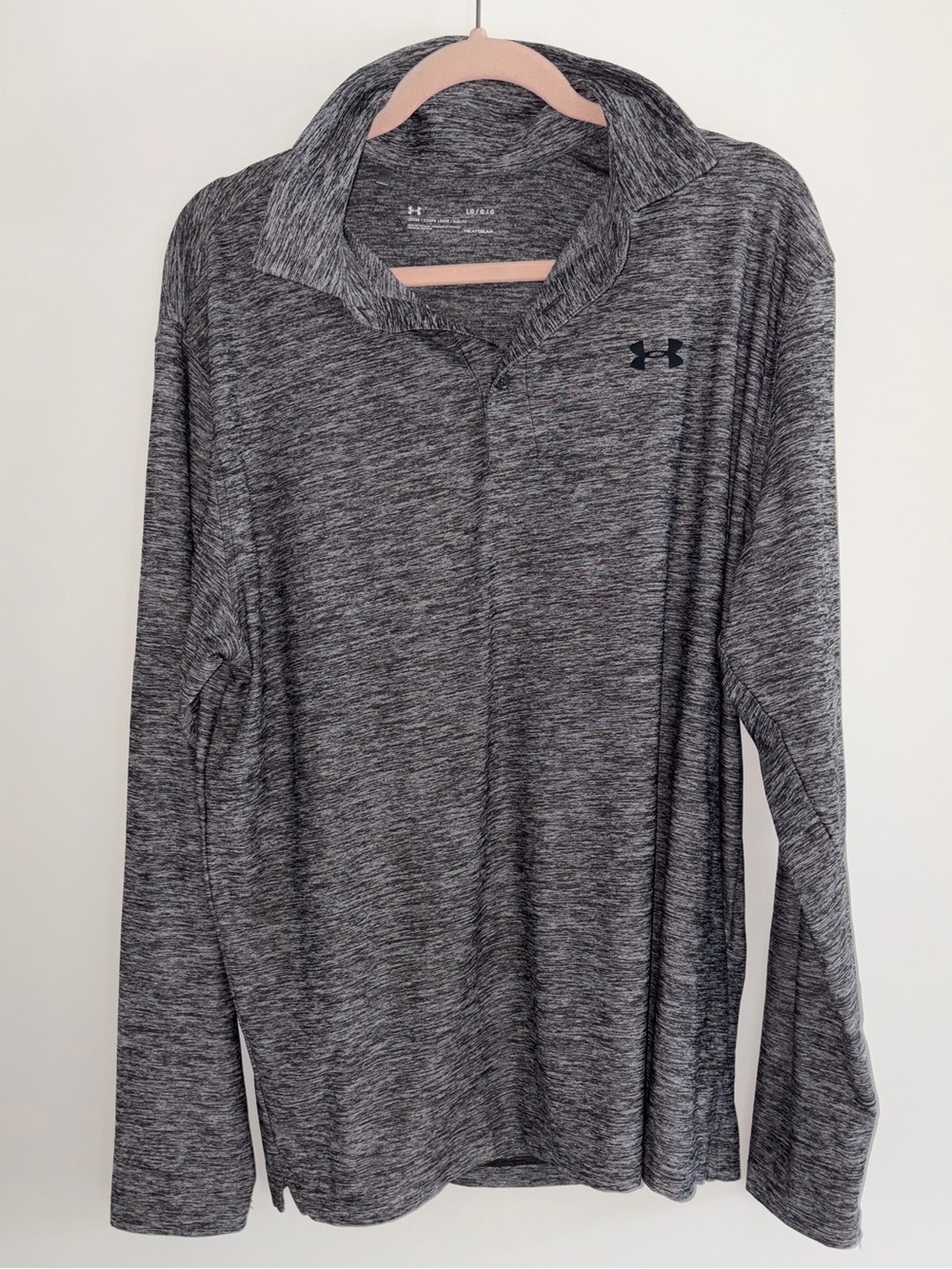 Under Armour Heathered Black and White Knit Henley Top